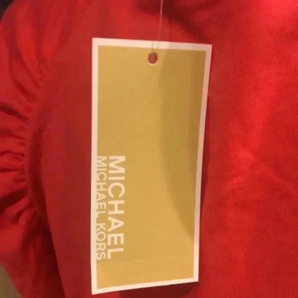 NWT Michael Michael Kors Geranium Basic Puffed Sleeve Gathered Shoulder Top-S - Picture 7 of 7